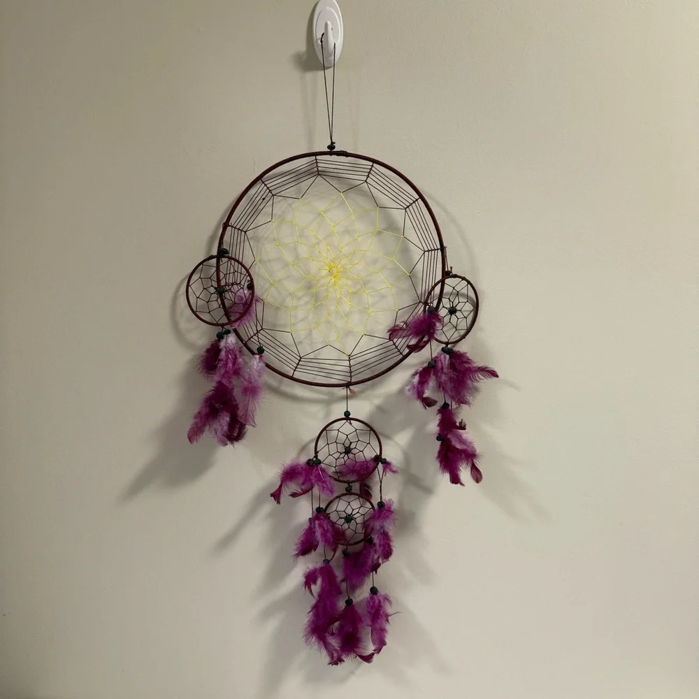 Purple Dream Catcher Large 2ft Dreamcatcher Handmade Feather Mobile Wall Decor